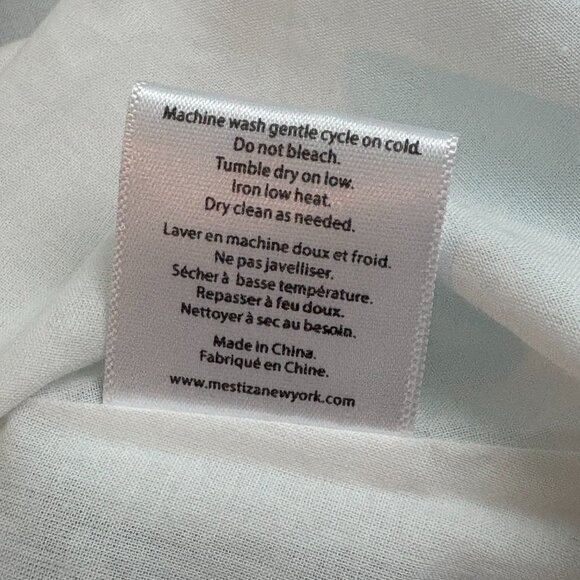 Mestiza Women White & Blue Floral Printed Tie-Belt High Low Hem Maxi Dress Sz L - Picture 10 of 16